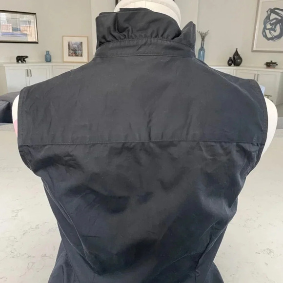 Brooks Brothers Slvless Frill Neck Button Down Cotton Fitted Blouse Black Sz 4 - Picture 5 of 8